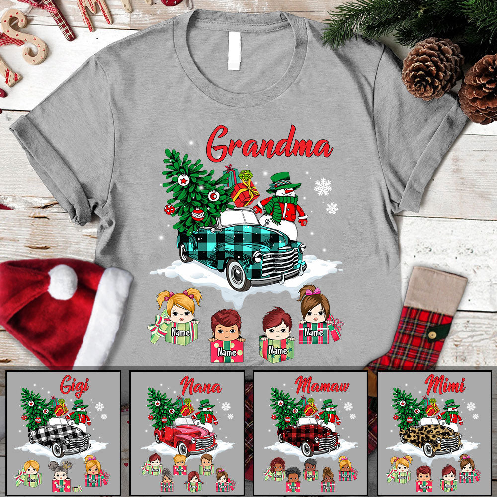 Grandma And Her Little Gifts Truck Christmas Personalized Shirt For Grandma, HN98, TRHN