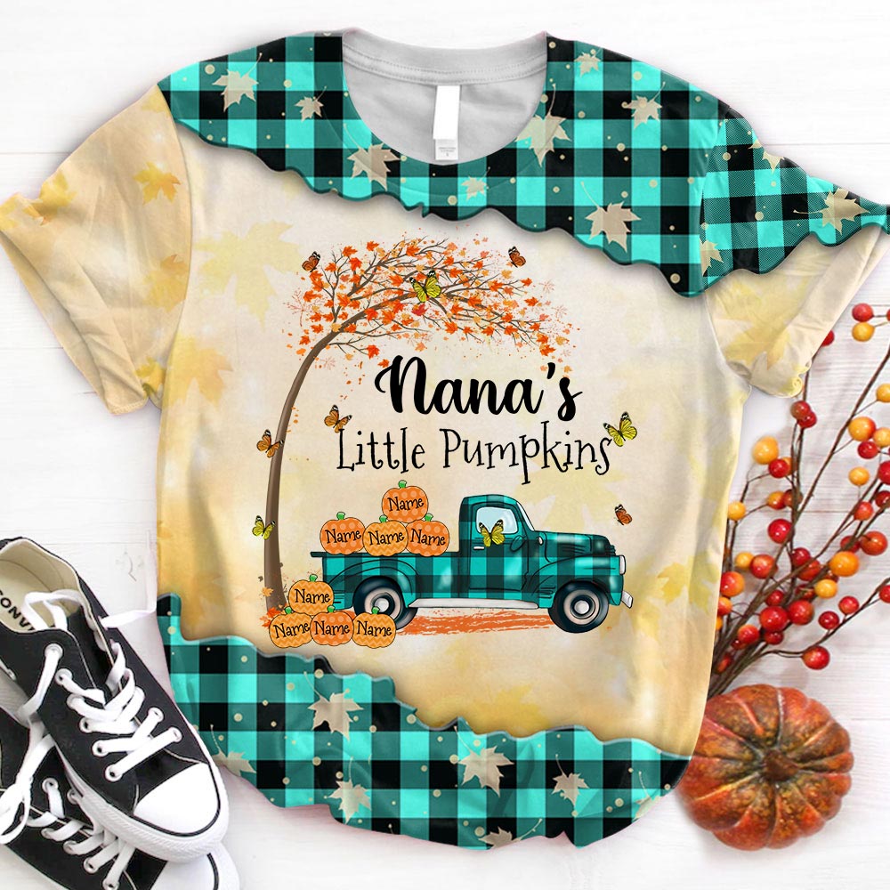 Nana's Little Pumpkins Truck Autumn Personalized All Over Print 3D Shirt For Grandma Nana LIHD