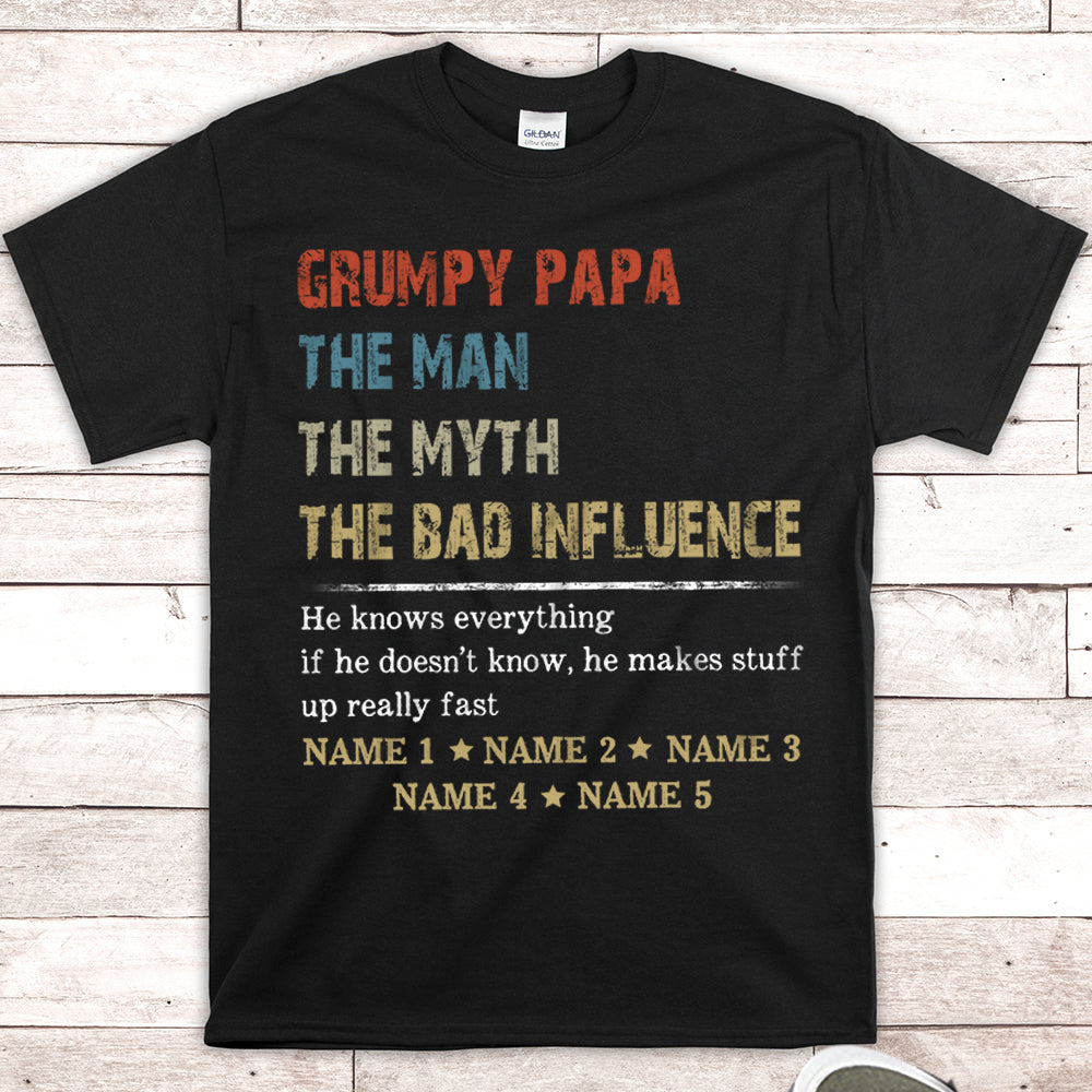 Custom Shirt Gift for Papa, Grandpa, PopPop, Grandpa Knows Everything, Nickname and Grandkid's Names Can Be Changed, HN98, LIHD