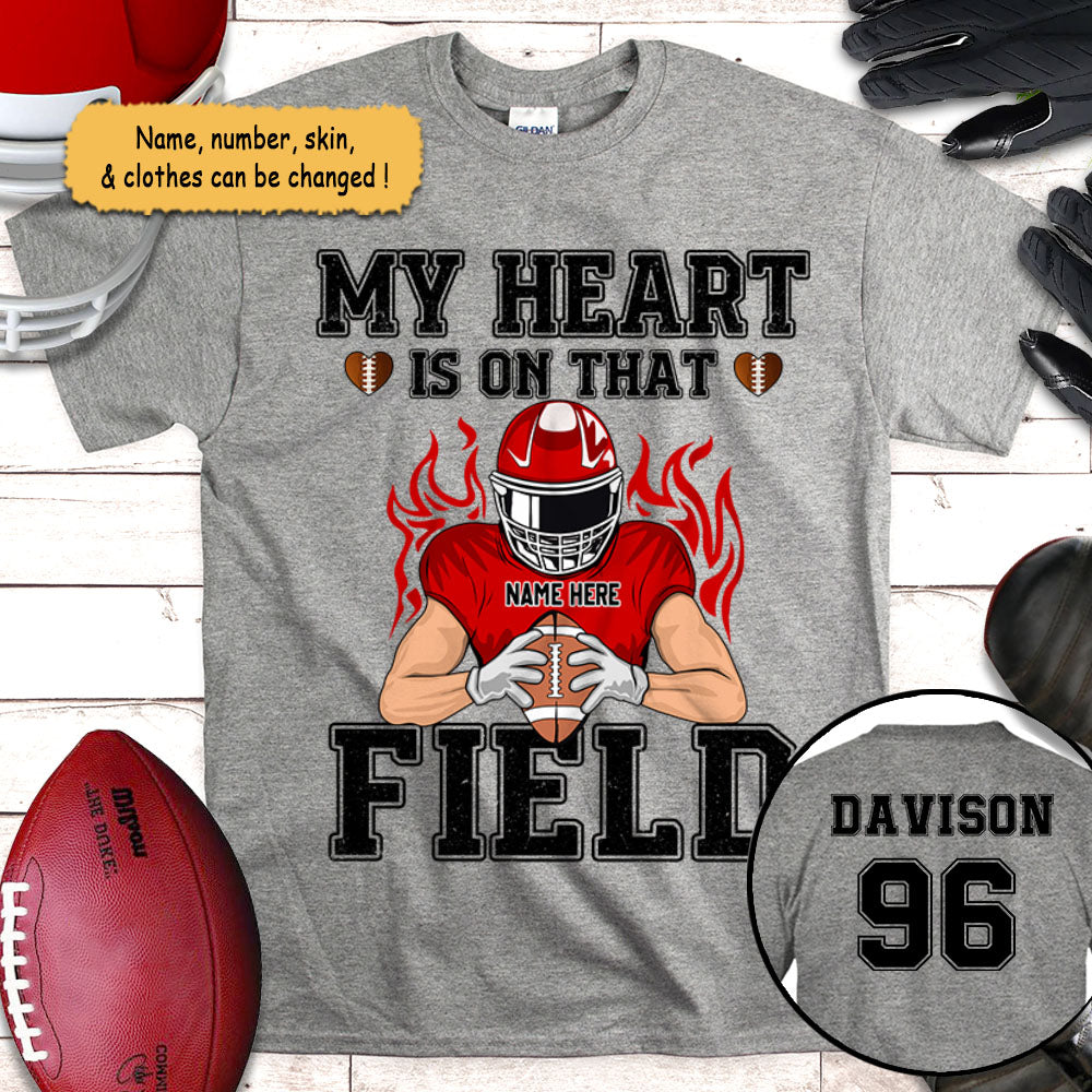 My Heart Is On That Field American Football Player Personalized Shirts, UOND