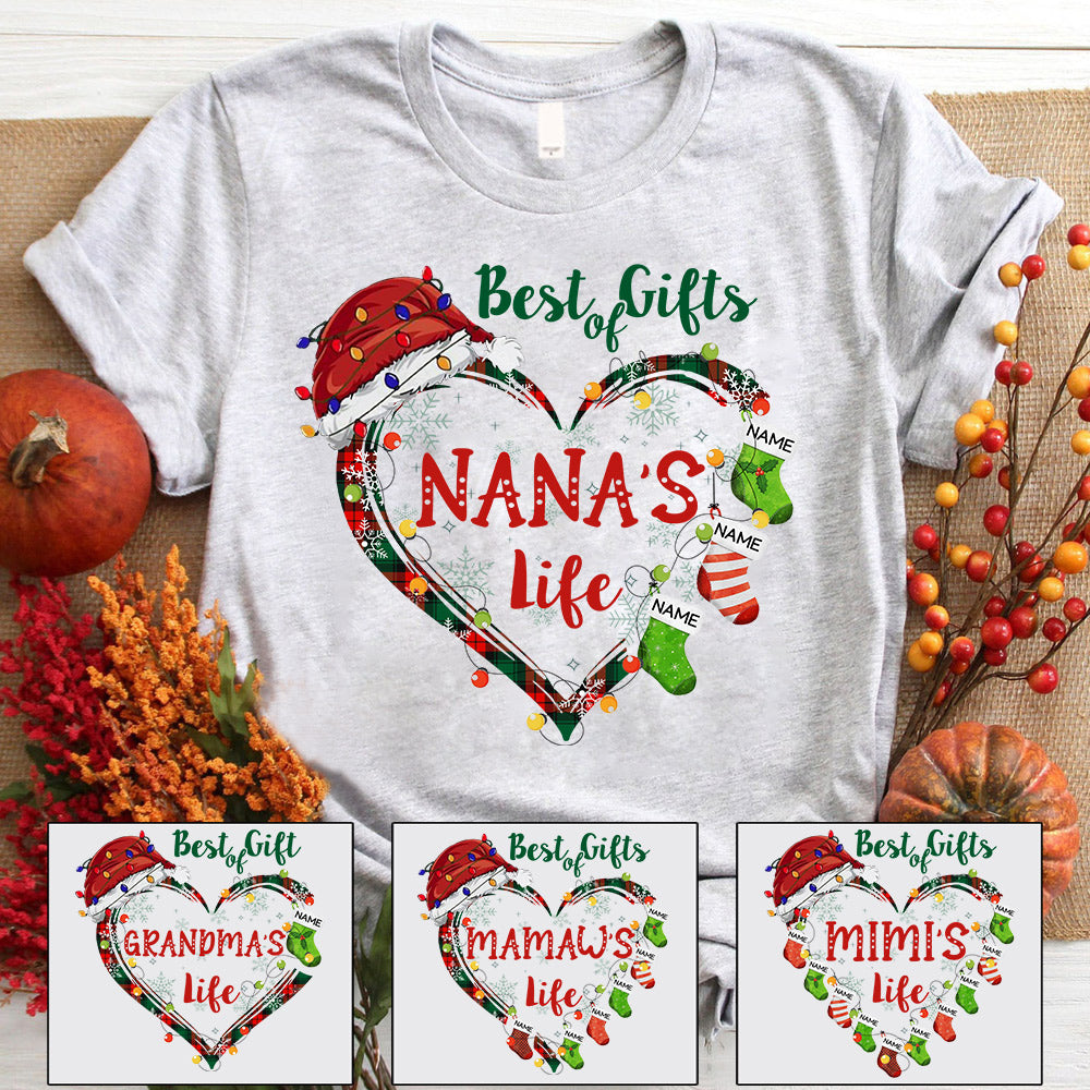 Best Gifts Of Nana's Life Heart Christmas Personalized Shirt For Grandma HN98 LOQN