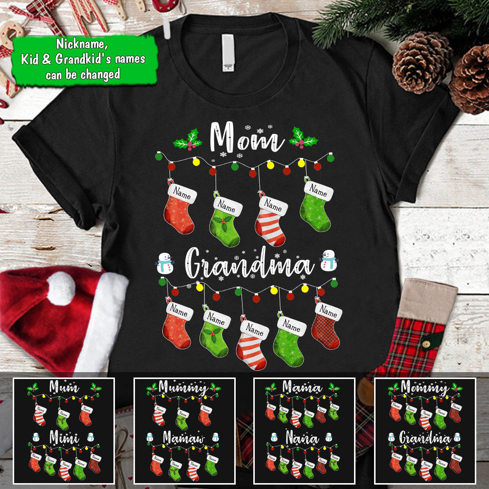 Mom To Grandma Christmas Socks Personalized Shirt For Grandma, HN98, TRHN