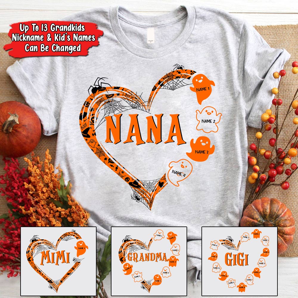 Grandma Boo  Heart Halloween Personalized Shirts, DO99