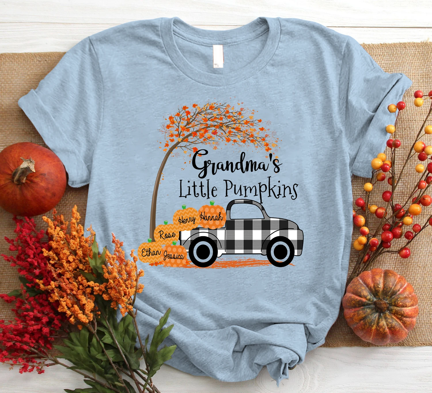 Personalized Grandma's Little Pumpkins 2020 Autumn Shirt - Nickname & Grandkid's Name can be Changed