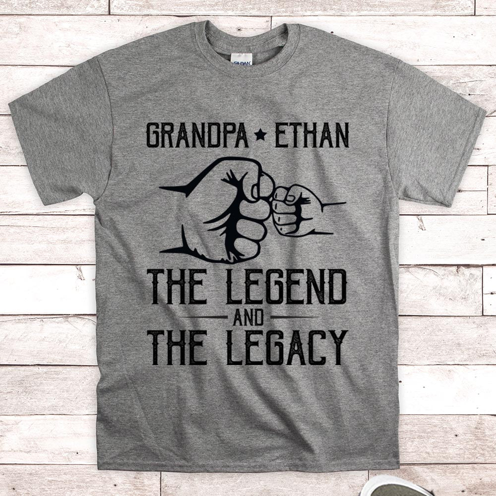 Personalized Nickname & Grandkid's Name - PERSONALIZED GRANDPA AND GRANDKID SHIRT - The Legend And The Legacy Shirt - TRHN