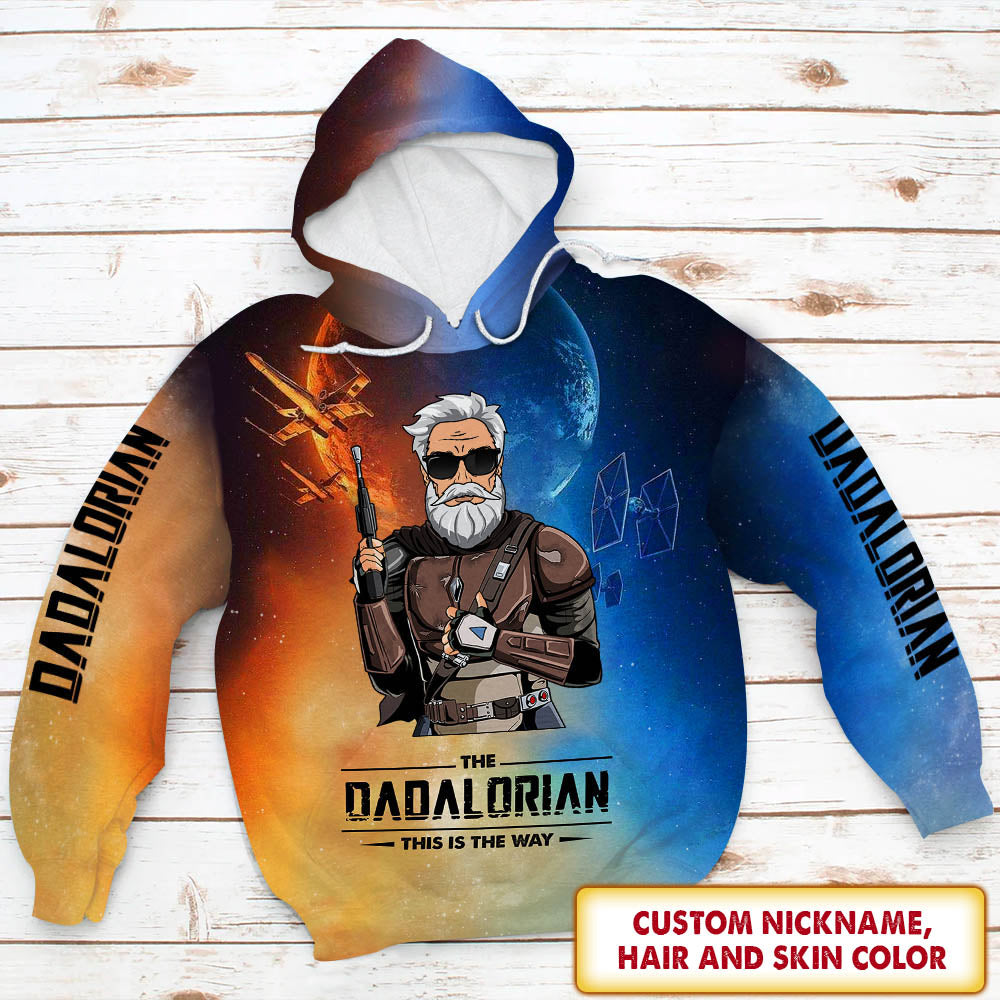 Dadalorian Ver2 Personalized All Over Print Shirt For Dad Grandpa, Uond