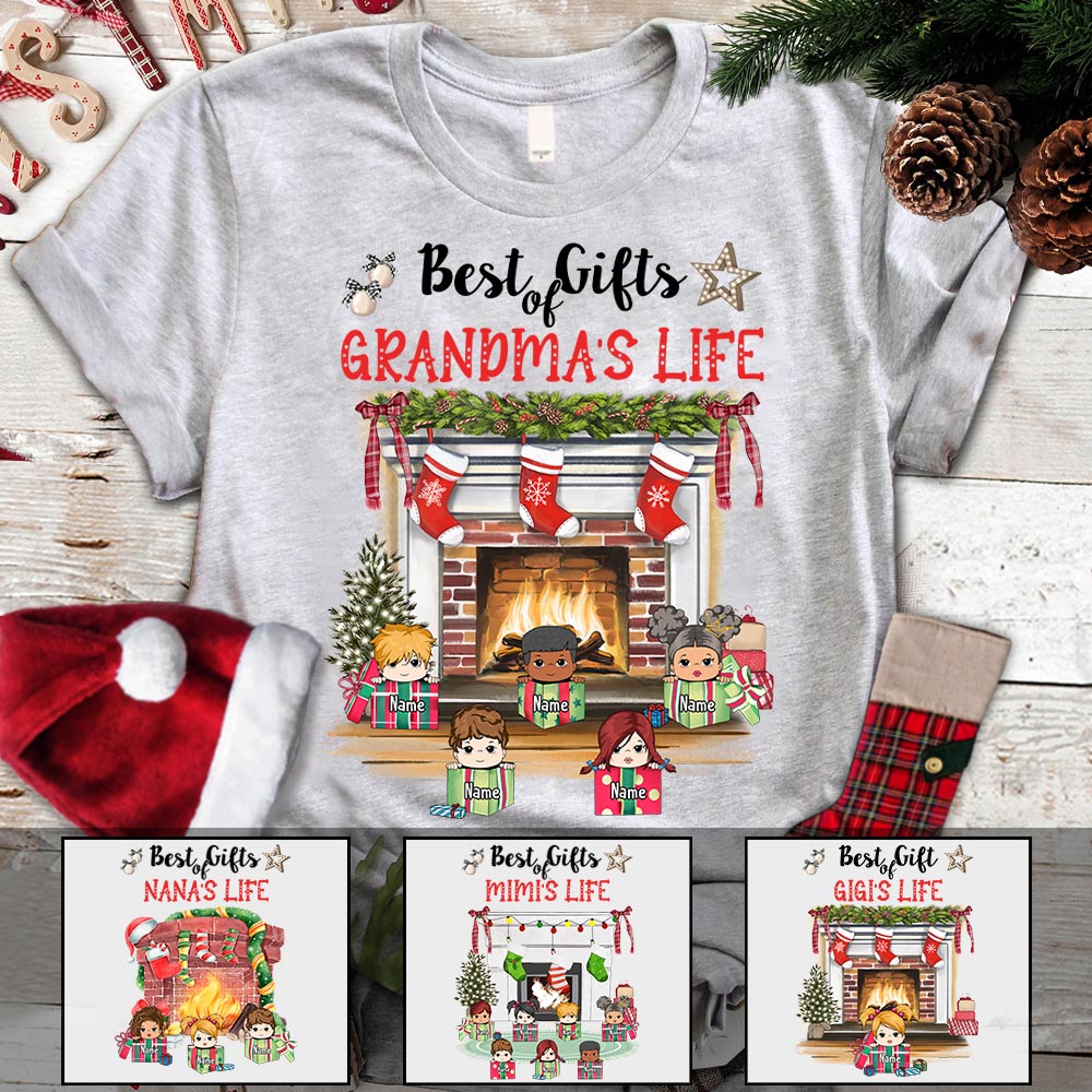 Best Gifts Of Grandma's Life Fireplace Christmas Personalized Shirt For Grandma, HN98, TRNA