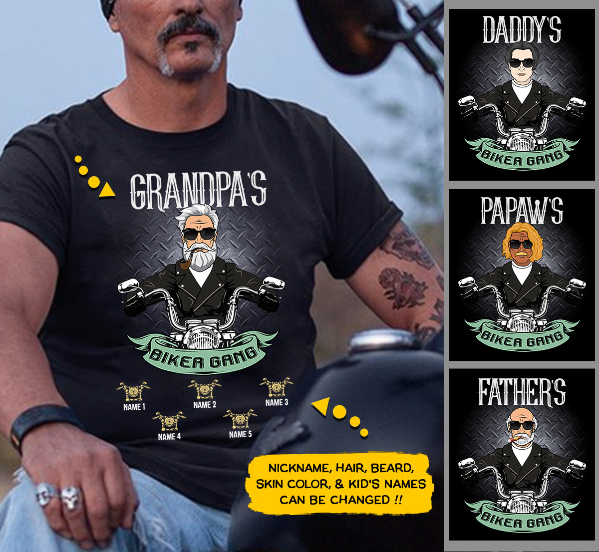 GRANDPA'S BIKER GANG Personalized Shirts Vr3, UOND