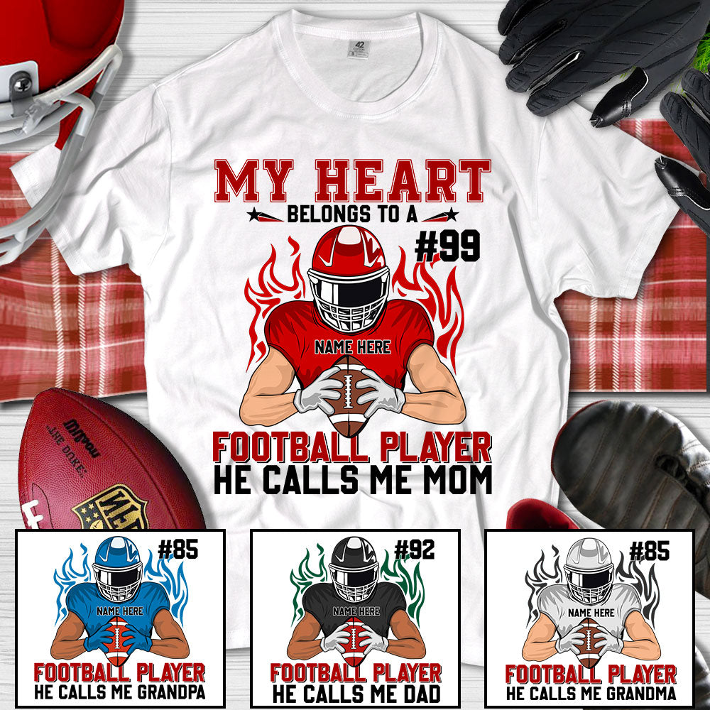 My Heart Belongs to a Football Player Personalized Shirts, TRHN