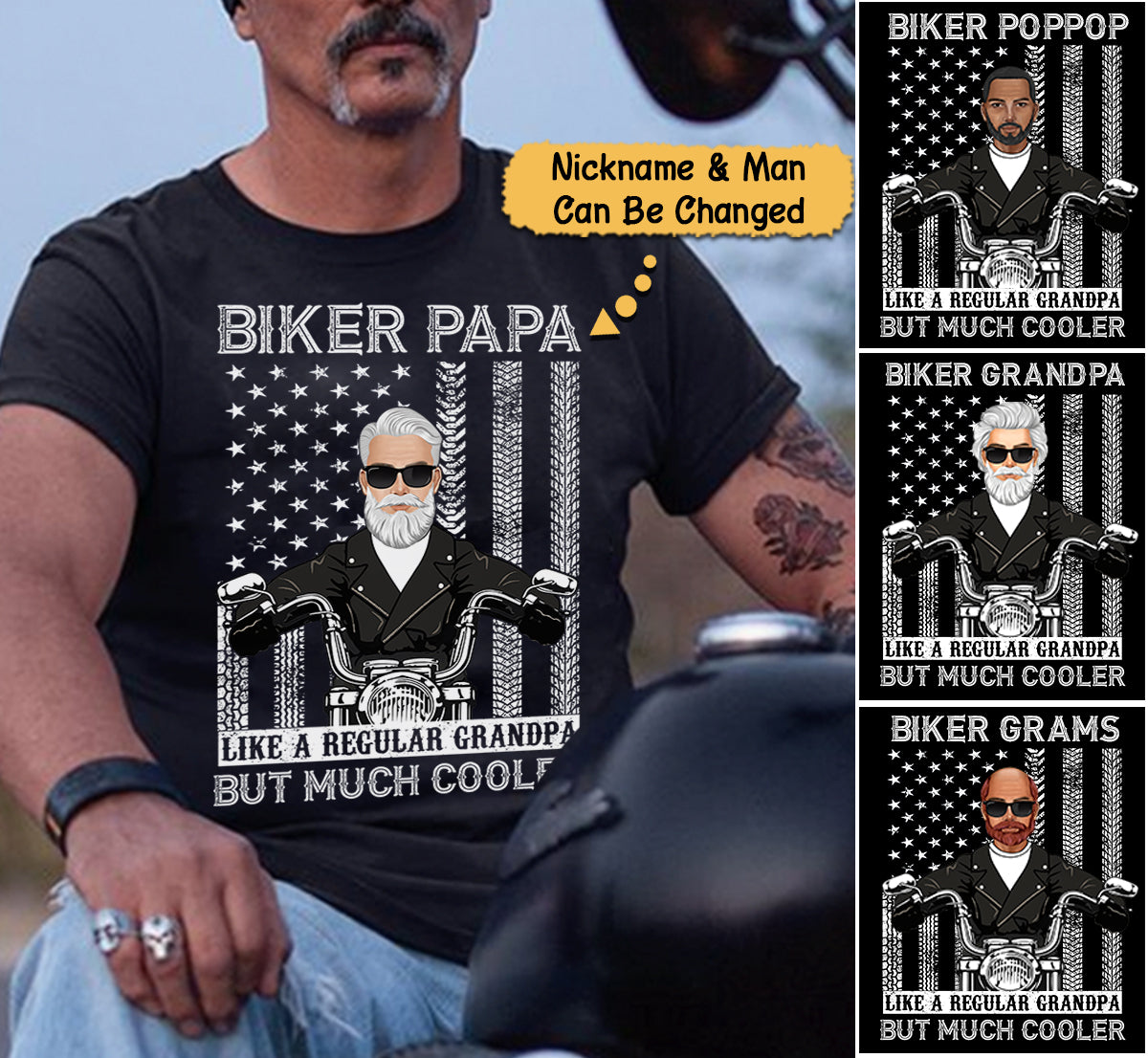 Biker PaPa, Like A Regular Grandpa But Much Cooler, Biker Grandpa Personalized Shirt For Grandpa TRHN HN98