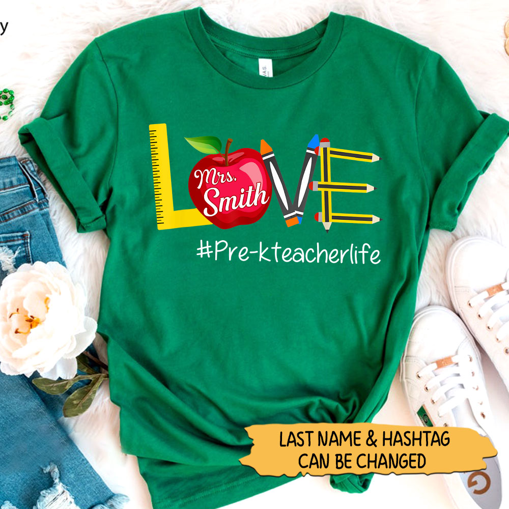 Love Teacher Life - Personalized Name & Hashtag - H2511